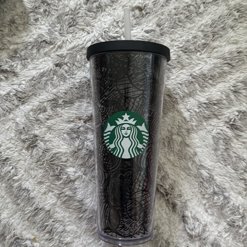 Starbucks Black and Gray Tumbler with Straw